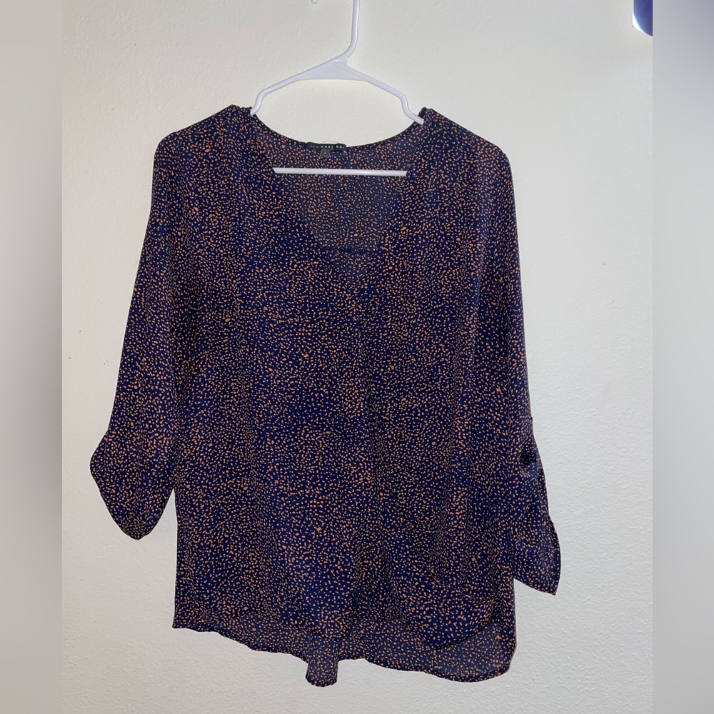 Blue and Orange Flowy Silk Top